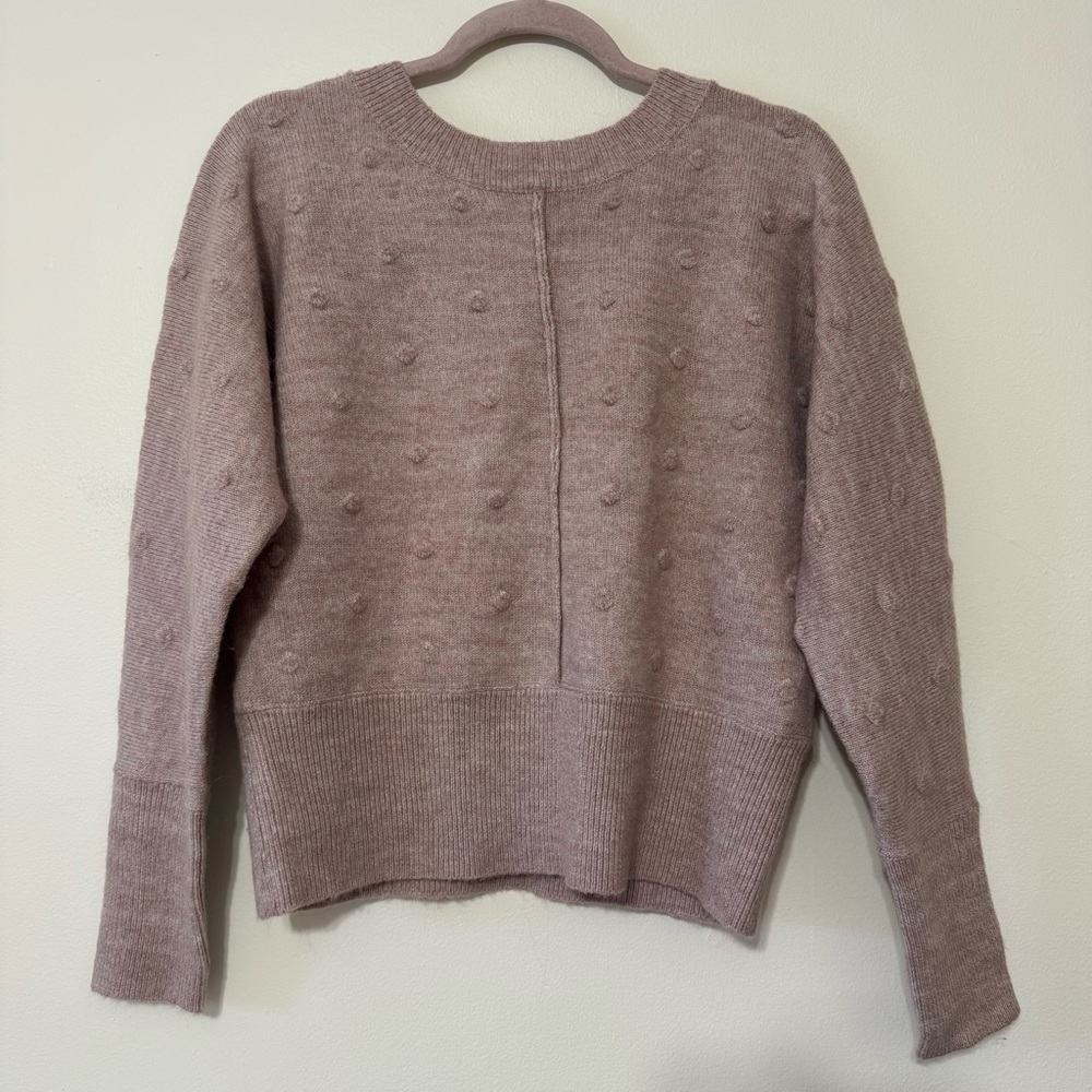 William Rast Mauve Alpaca Blend Polka Dot Crew Neck V Back Sweater